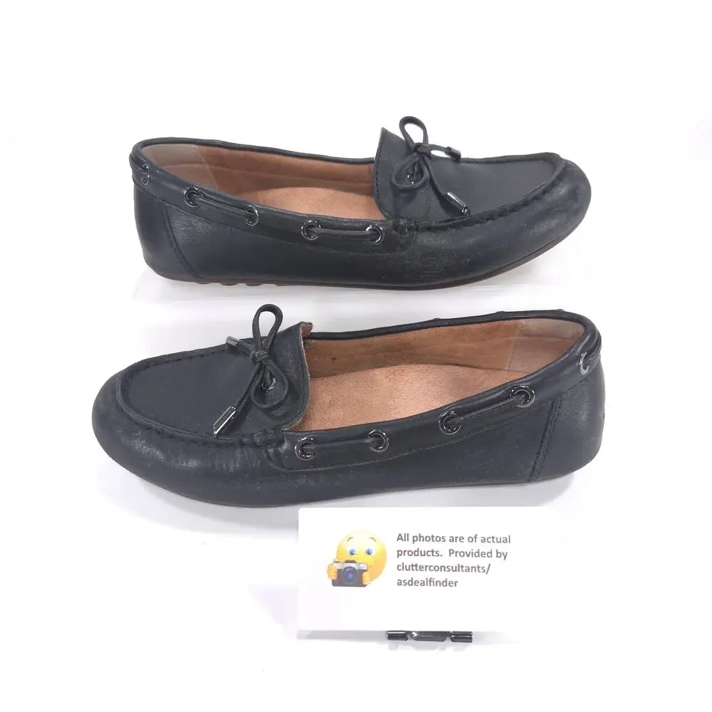 Vionic Virginia Leather Driving Moccasin Flat Womens Size 6.5 TVW5282 Black
